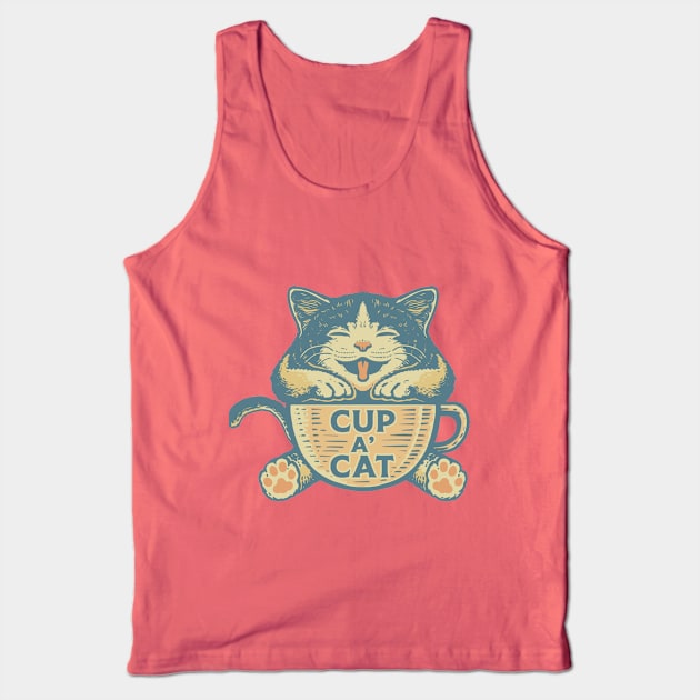 Cup a Cat and coffee Tank Top by Deduder.store